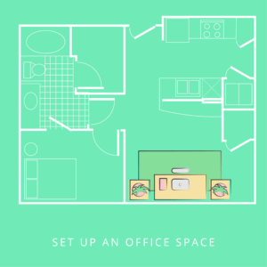 Illustration of a home blueprint with an office.