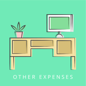 Illustration of a desk with computer, representing other expenses.