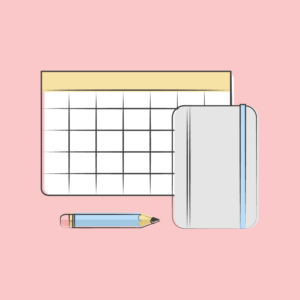 Illustration of a calendar and day planner.