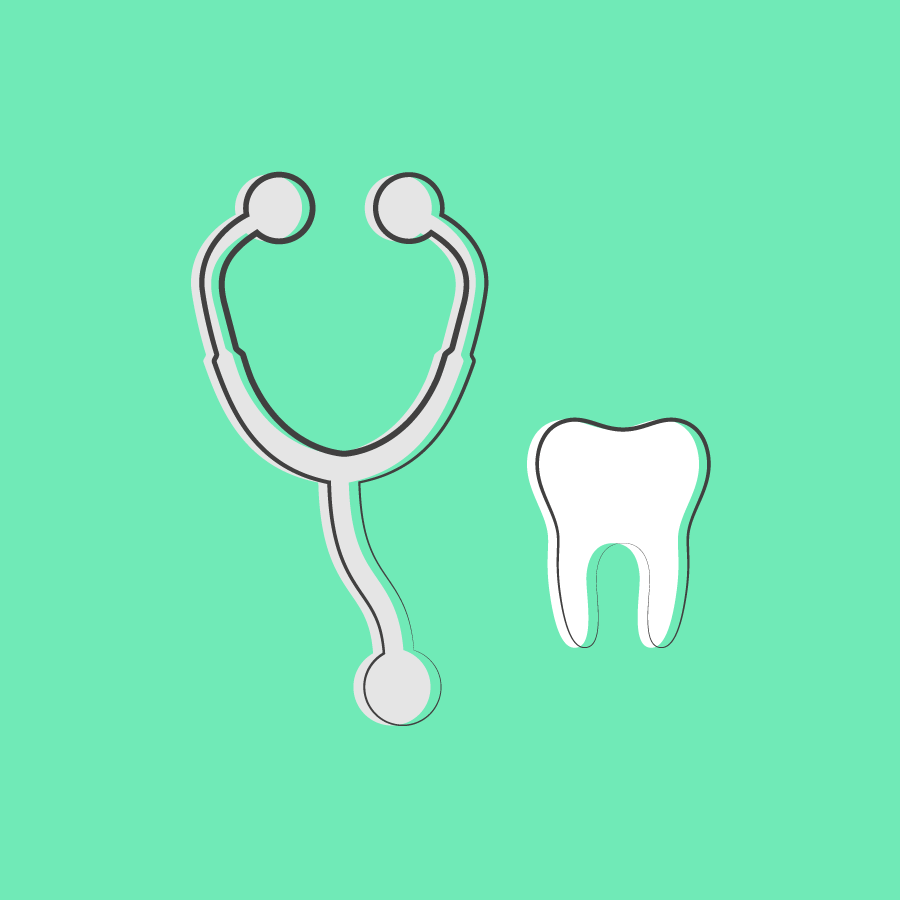 Illustration of a stethoscope and tooth.