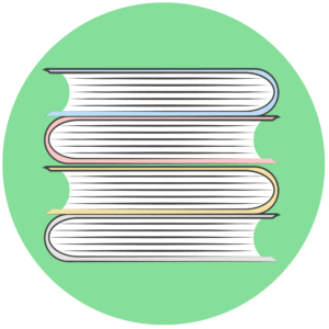 Illustration of a stack of books.