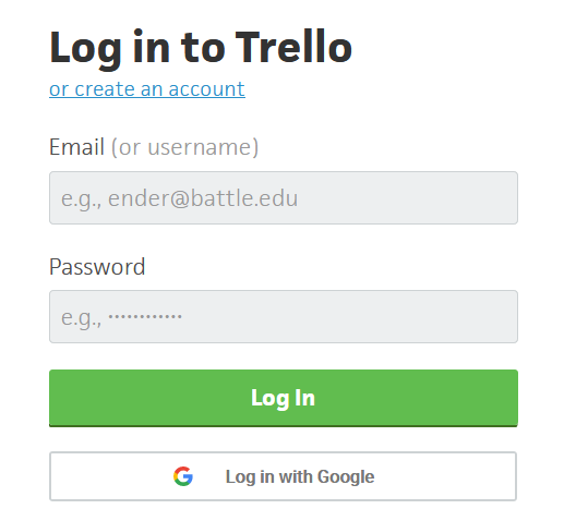 Screenshot of Trello's clever login screen.